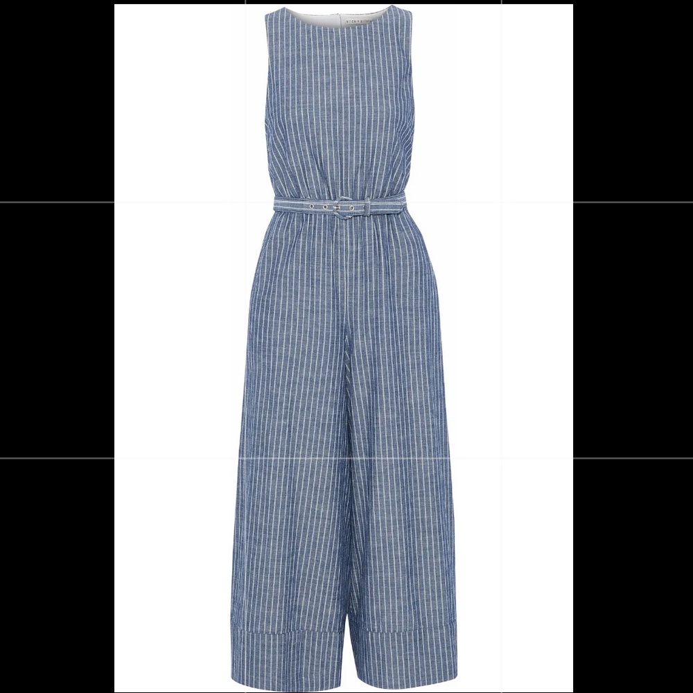 Alice + Olivia blue/white striped wide leg jumper